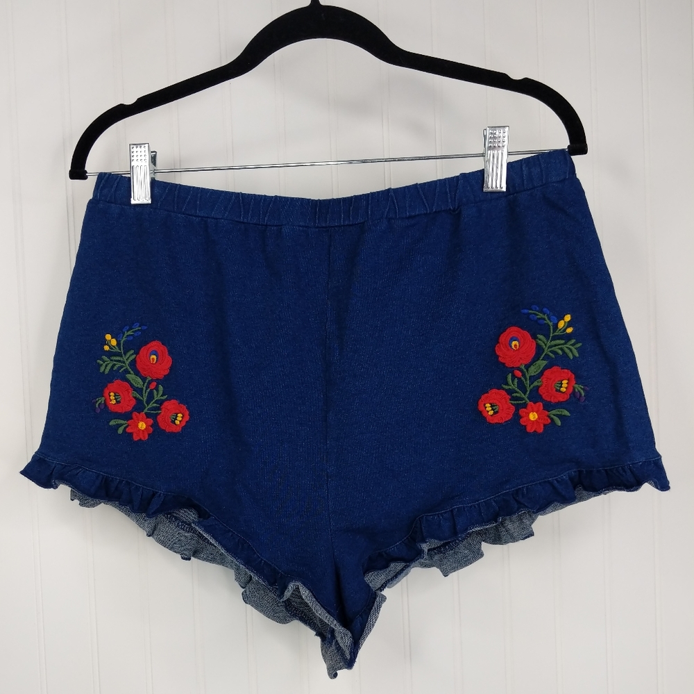 F21 Embroidered Ruffled Soft High Waist Shorts NWT Sz L - Picture 2 of 11